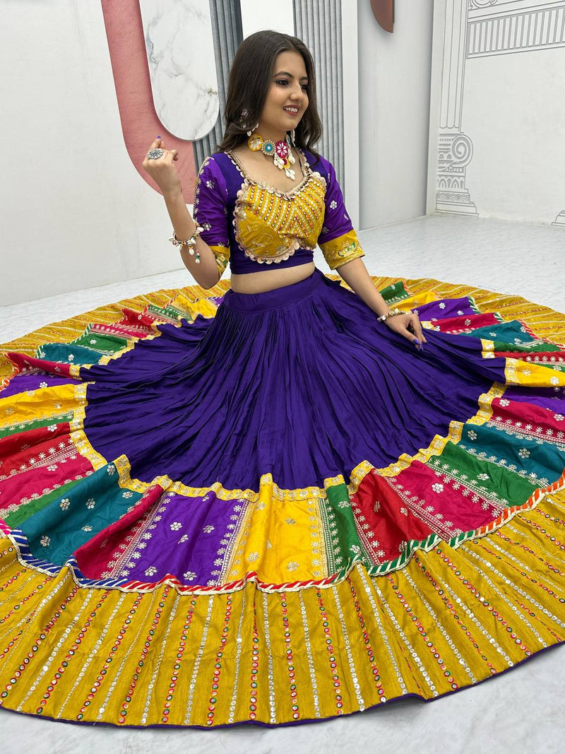 Purple Color Pure Cotton with Embroidery Work Navratri Lehenga Choli