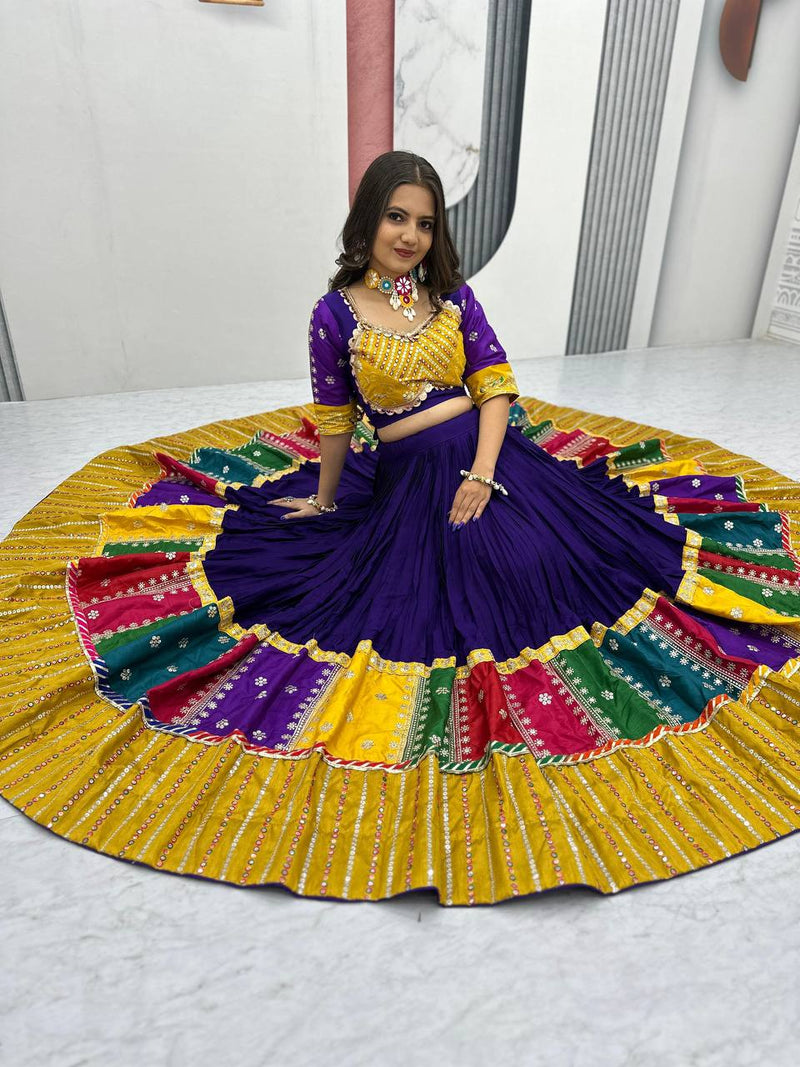Purple Color Pure Cotton with Embroidery Work Navratri Lehenga Choli