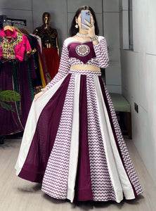 Wine Color Rayon Pure Cotton with Mirror Work Designer Navratri Lehenga Choli