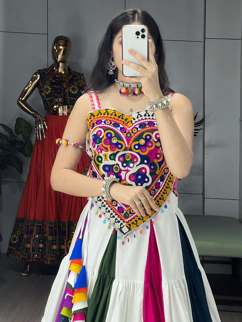 Multi Color Rayon Pure Cotton with Gamthi Work Navratri Lehenga Choli