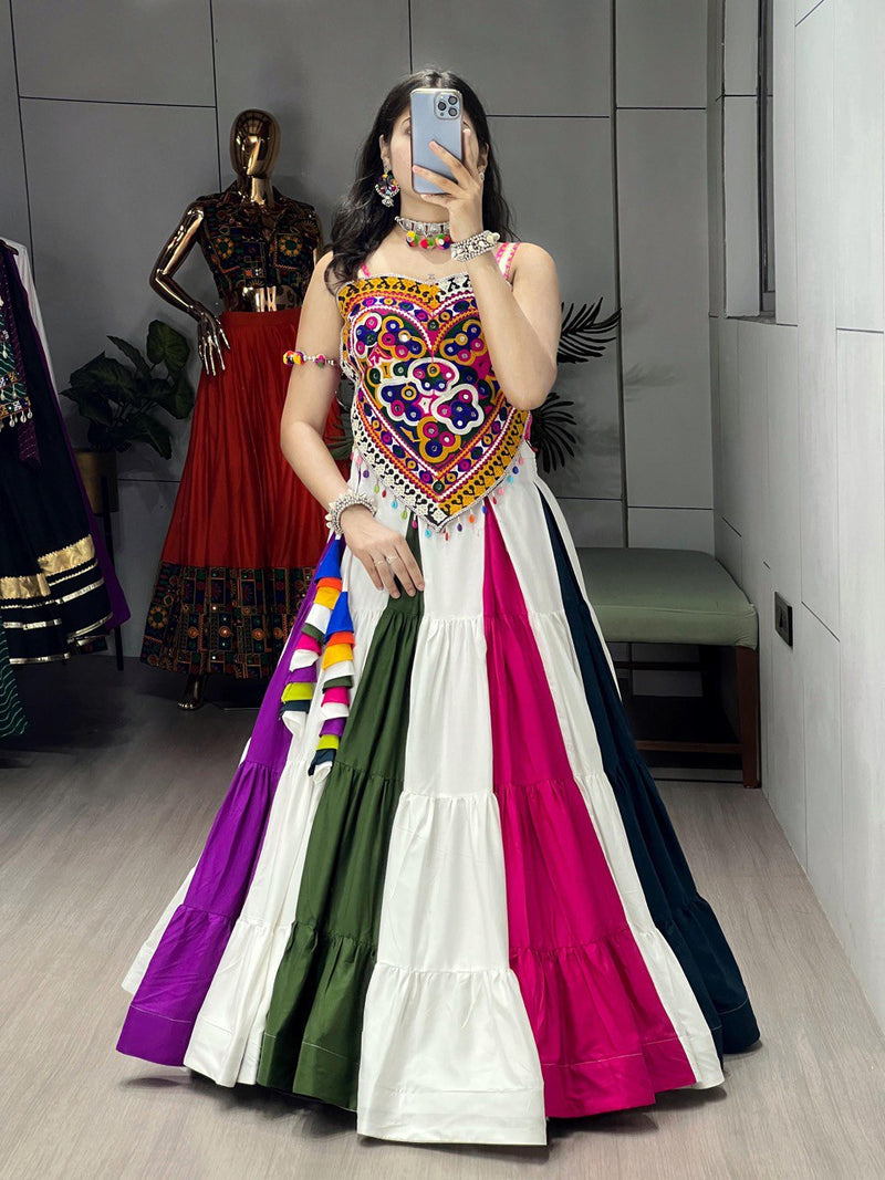 Multi Color Rayon Pure Cotton with Gamthi Work Navratri Lehenga Choli