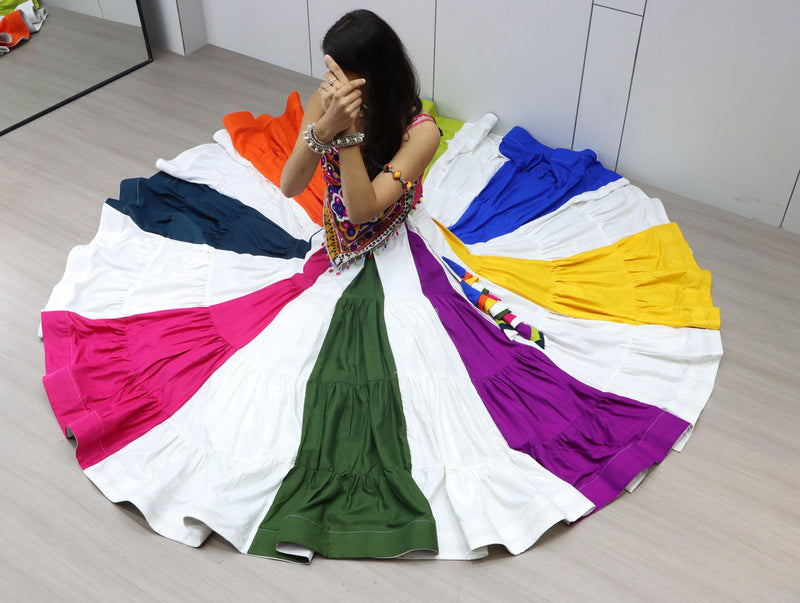 Multi Color Rayon Pure Cotton with Gamthi Work Navratri Lehenga Choli