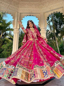Pink Color Digital Printed with Real Mirror Work Navratri Lehenga Choli
