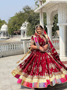 Red Color Digital Printed Muslin Cotton Navratri Lehenga Choli