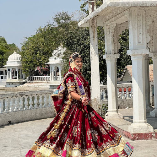 Red Color Digital Printed Muslin Cotton Navratri Lehenga Choli