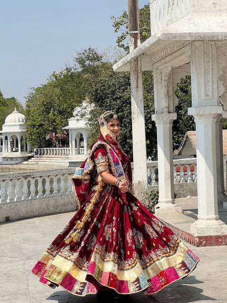 Red Color Digital Printed Muslin Cotton Navratri Lehenga Choli
