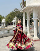 Red Color Digital Printed Muslin Cotton Navratri Lehenga Choli