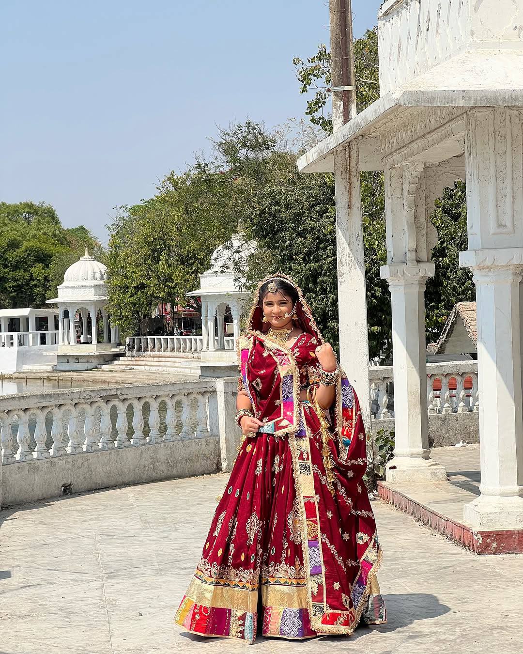 Red Color Digital Printed Muslin Cotton Navratri Lehenga Choli