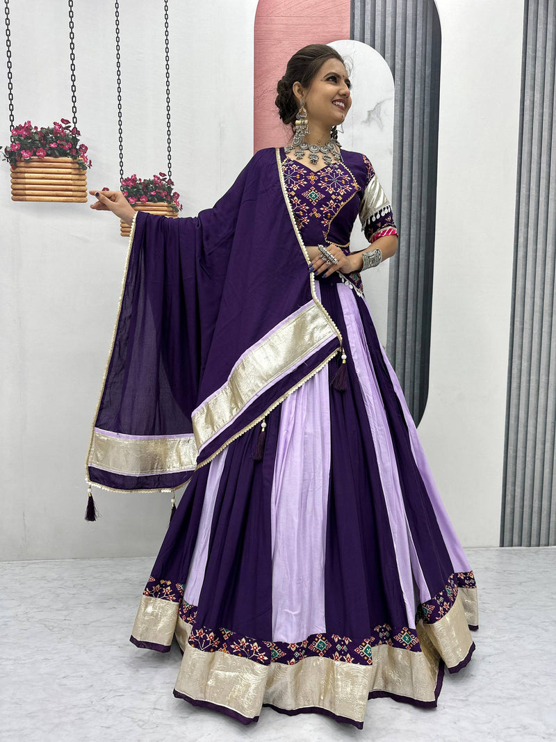 Purple Color Pure Rayon Cotton Navratri Lehenga Choli