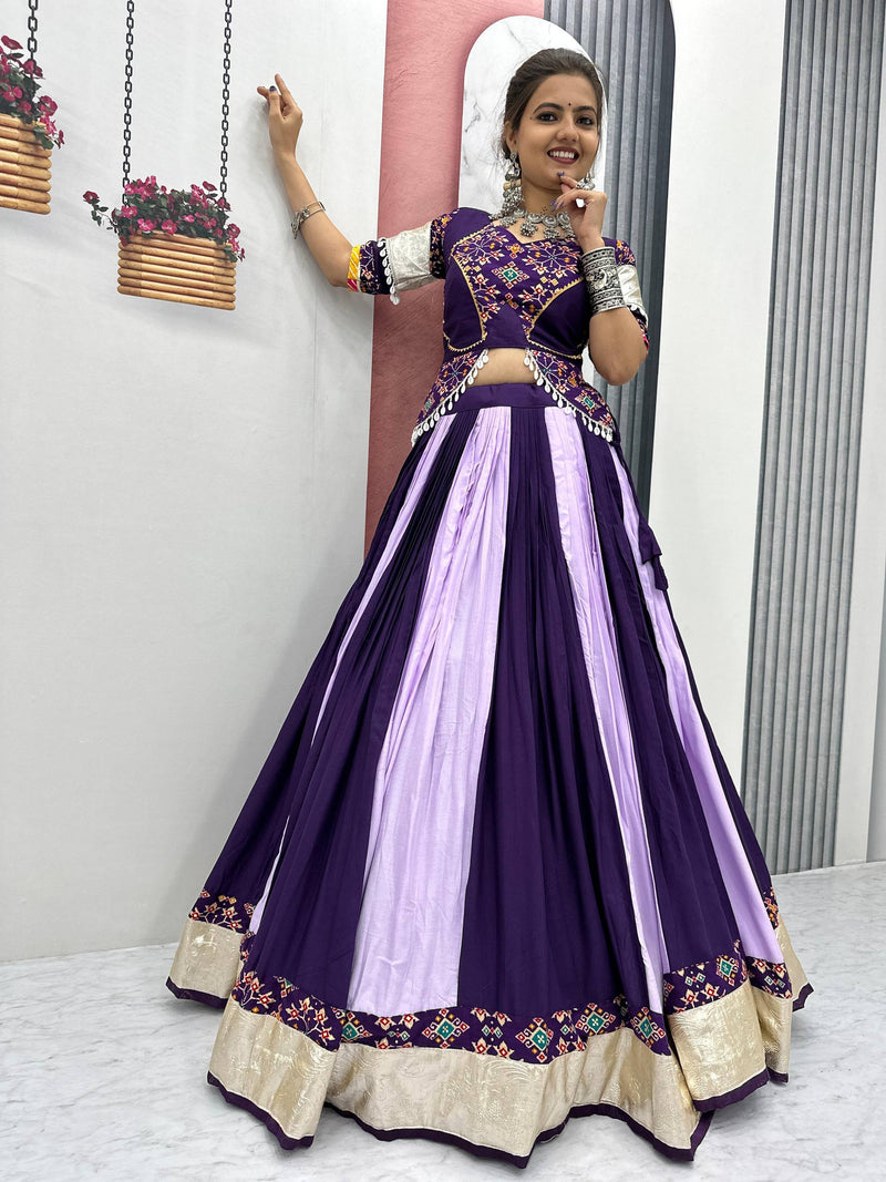 Purple Color Pure Rayon Cotton Navratri Lehenga Choli