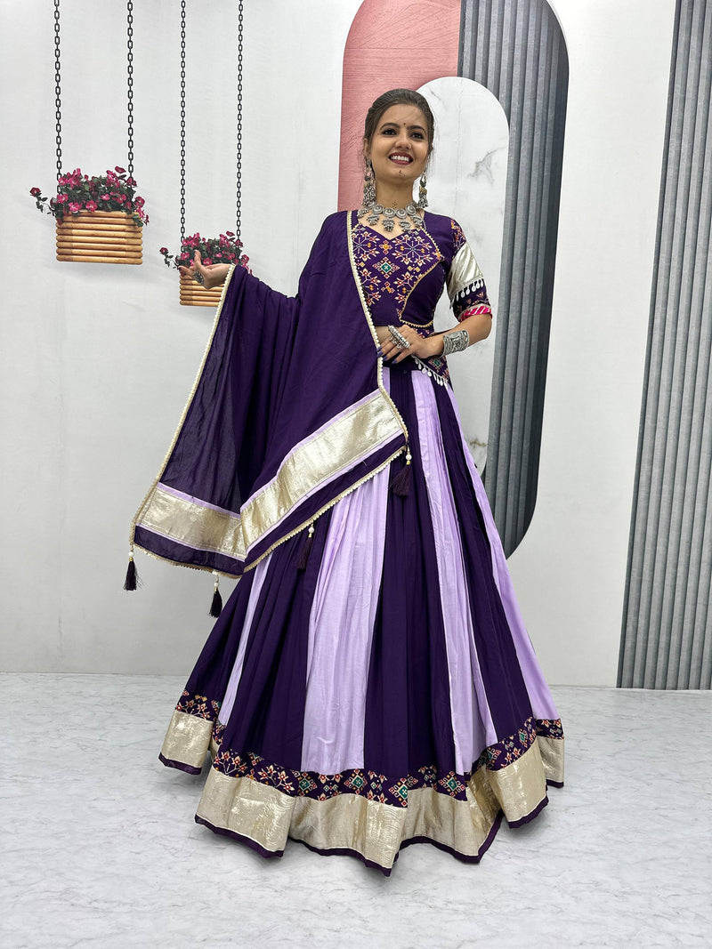 Purple Color Pure Rayon Cotton Navratri Lehenga Choli