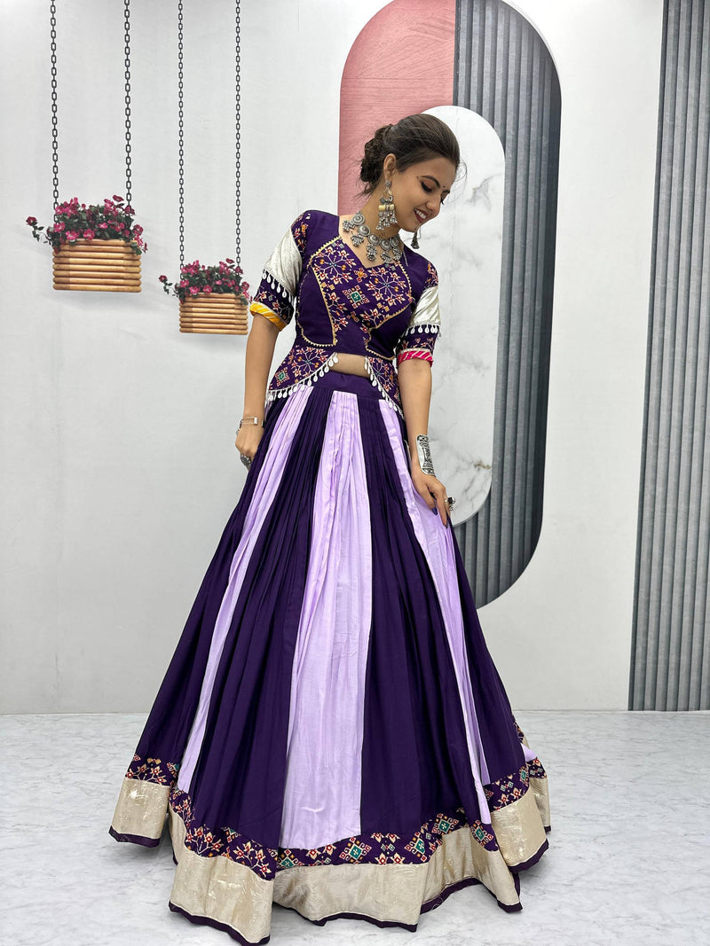 Purple Color Pure Rayon Cotton Navratri Lehenga Choli