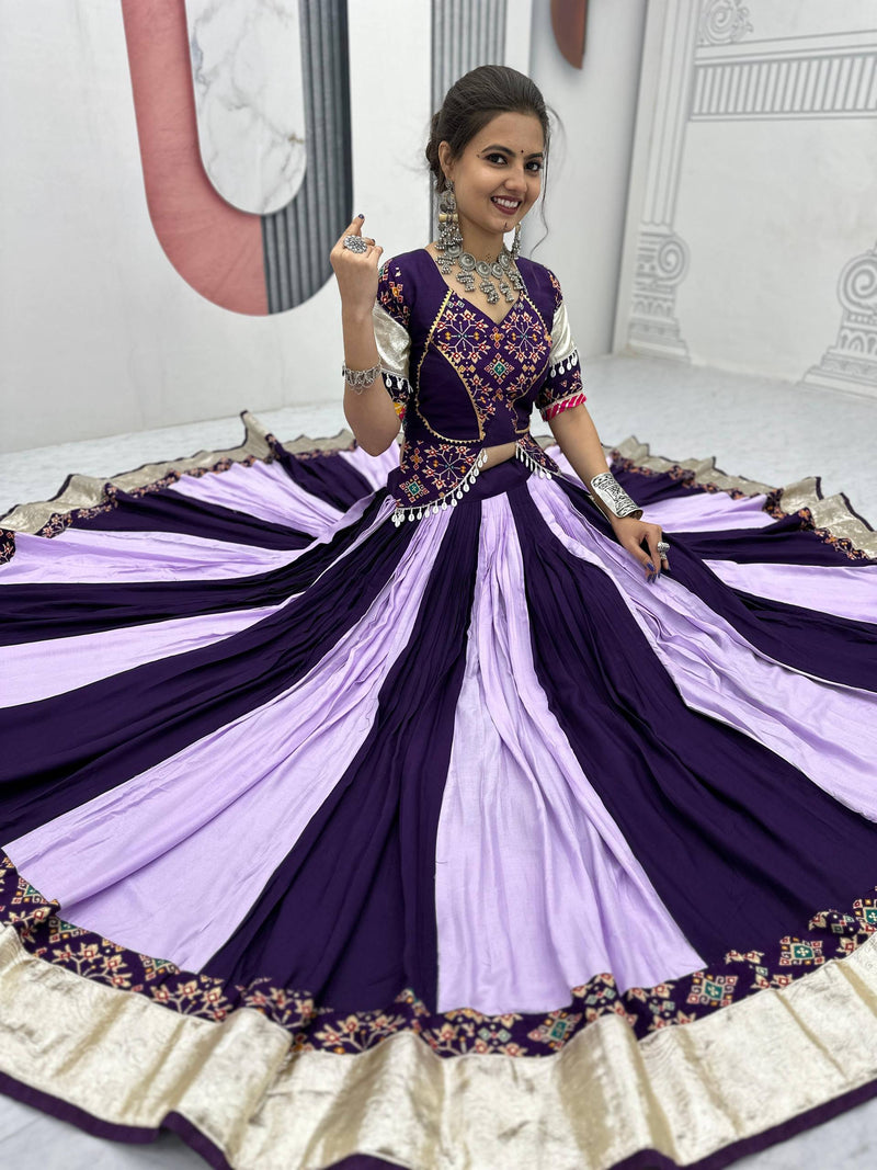 Purple Color Pure Rayon Cotton Navratri Lehenga Choli