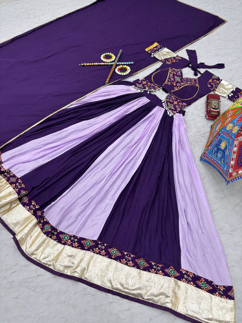 Purple Color Pure Rayon Cotton Navratri Lehenga Choli