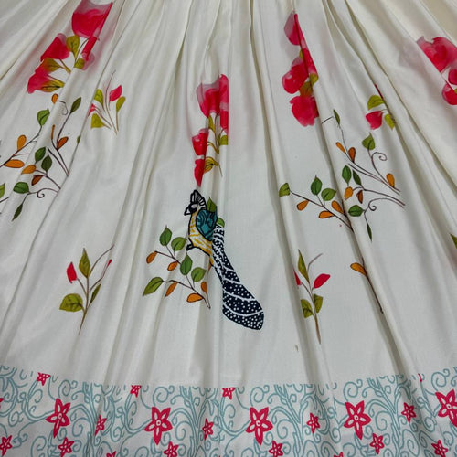 White Color Rayon Sequnce with Chainstich Navratri Lehenga Choli