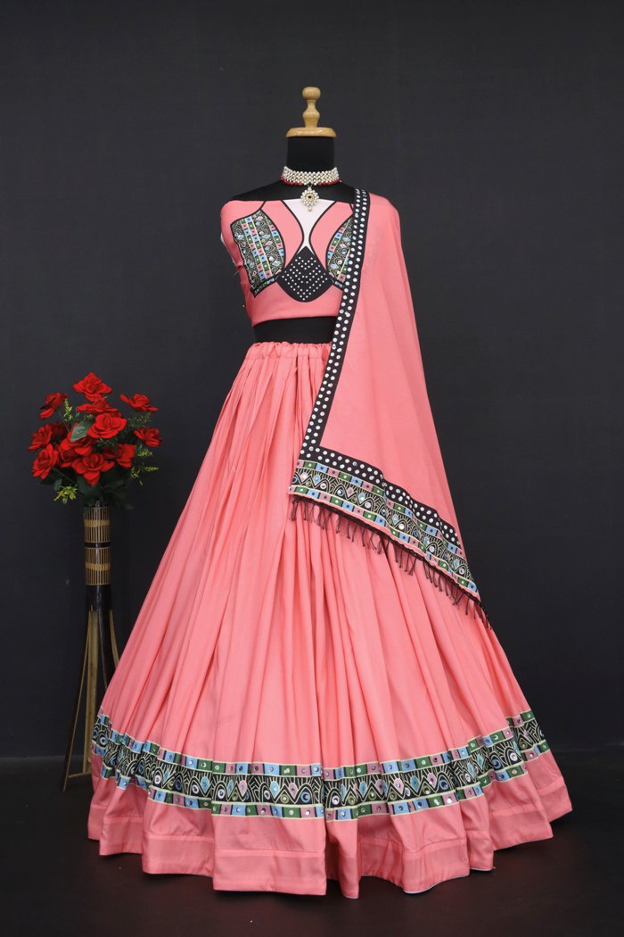Multi Color Digital Printed with Mirror Work Navratri Chaniya Choli