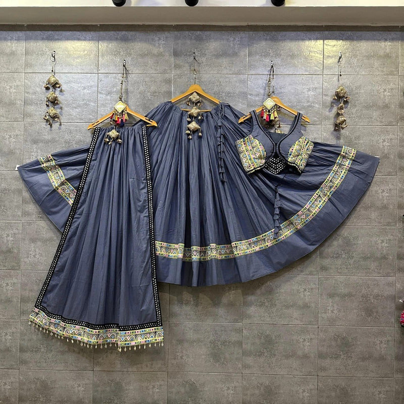 Multi Color Digital Printed with Mirror Work Navratri Chaniya Choli