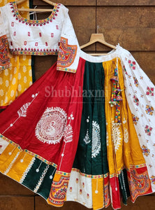 Multi Color Digital Printed with Mirror Work Navratri Chaniya Choli