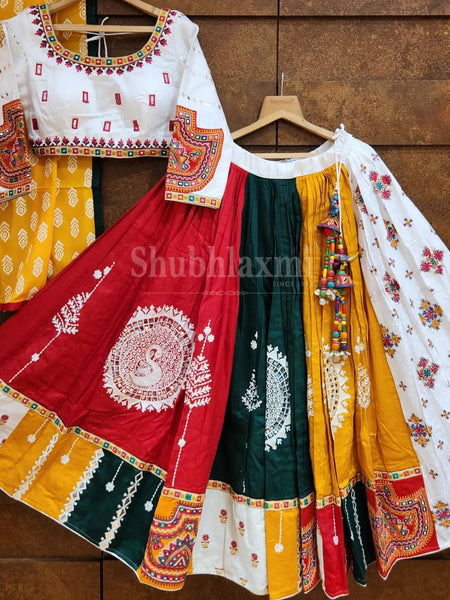Multi Color Digital Printed with Mirror Work Navratri Chaniya Choli