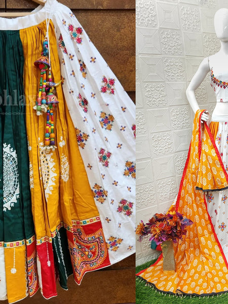 Multi Color Digital Printed with Mirror Work Navratri Chaniya Choli