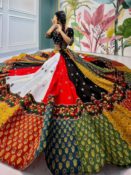 Multi Color Digital Printed with Mirror Work Navratri Chaniya Choli