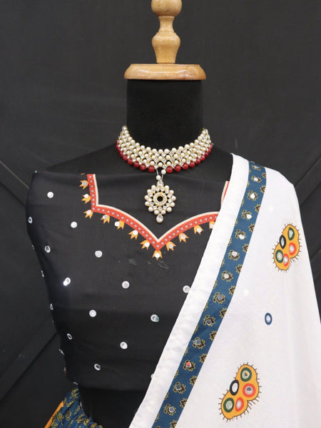 Multi Color Digital Printed with Mirror Work Navratri Chaniya Choli