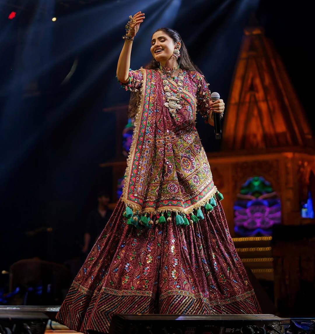 Maroon Color Digital Printed with Real Mirror  Navratri Lehenga Choli