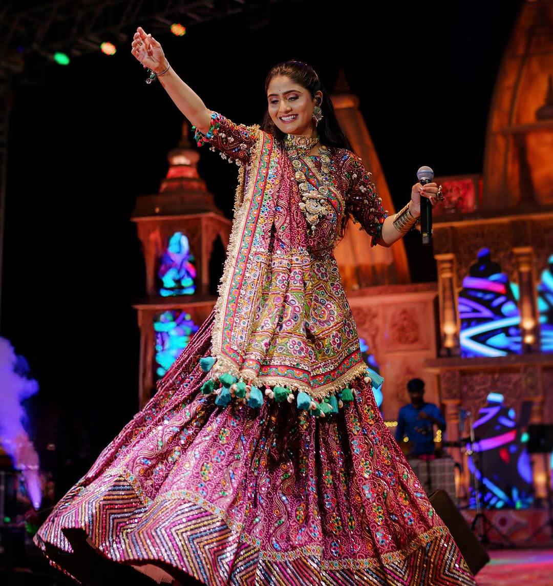 Maroon Color Digital Printed with Real Mirror  Navratri Lehenga Choli