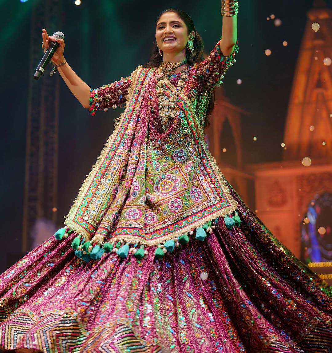 Maroon Color Digital Printed with Real Mirror  Navratri Lehenga Choli