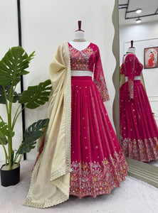 Pink Color Heavy Thread with Sequins Work  Designer Lehenga Choli
