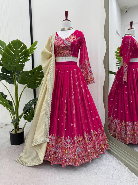 Pink Color Heavy Thread with Sequins Work  Designer Lehenga Choli