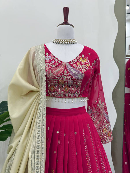 Pink Color Heavy Thread with Sequins Work  Designer Lehenga Choli