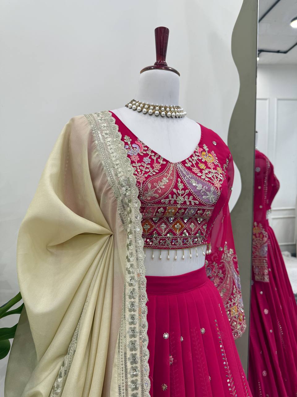 Pink Color Heavy Thread with Sequins Work  Designer Lehenga Choli