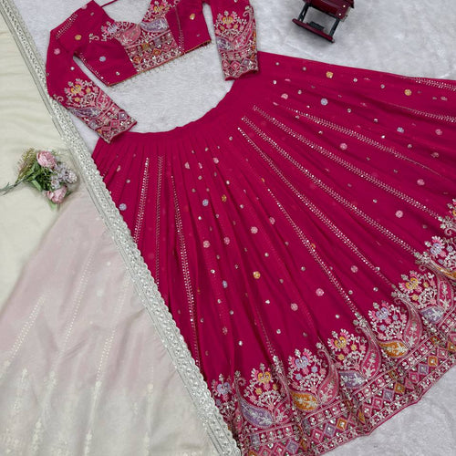 Pink Color Heavy Thread with Sequins Work  Designer Lehenga Choli