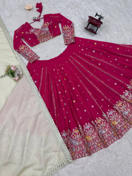 Pink Color Heavy Thread with Sequins Work  Designer Lehenga Choli