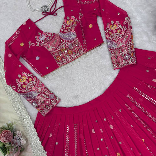 Pink Color Heavy Thread with Sequins Work  Designer Lehenga Choli