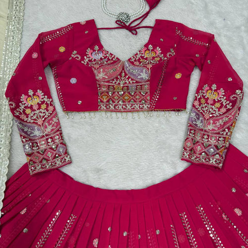 Pink Color Heavy Thread with Sequins Work  Designer Lehenga Choli