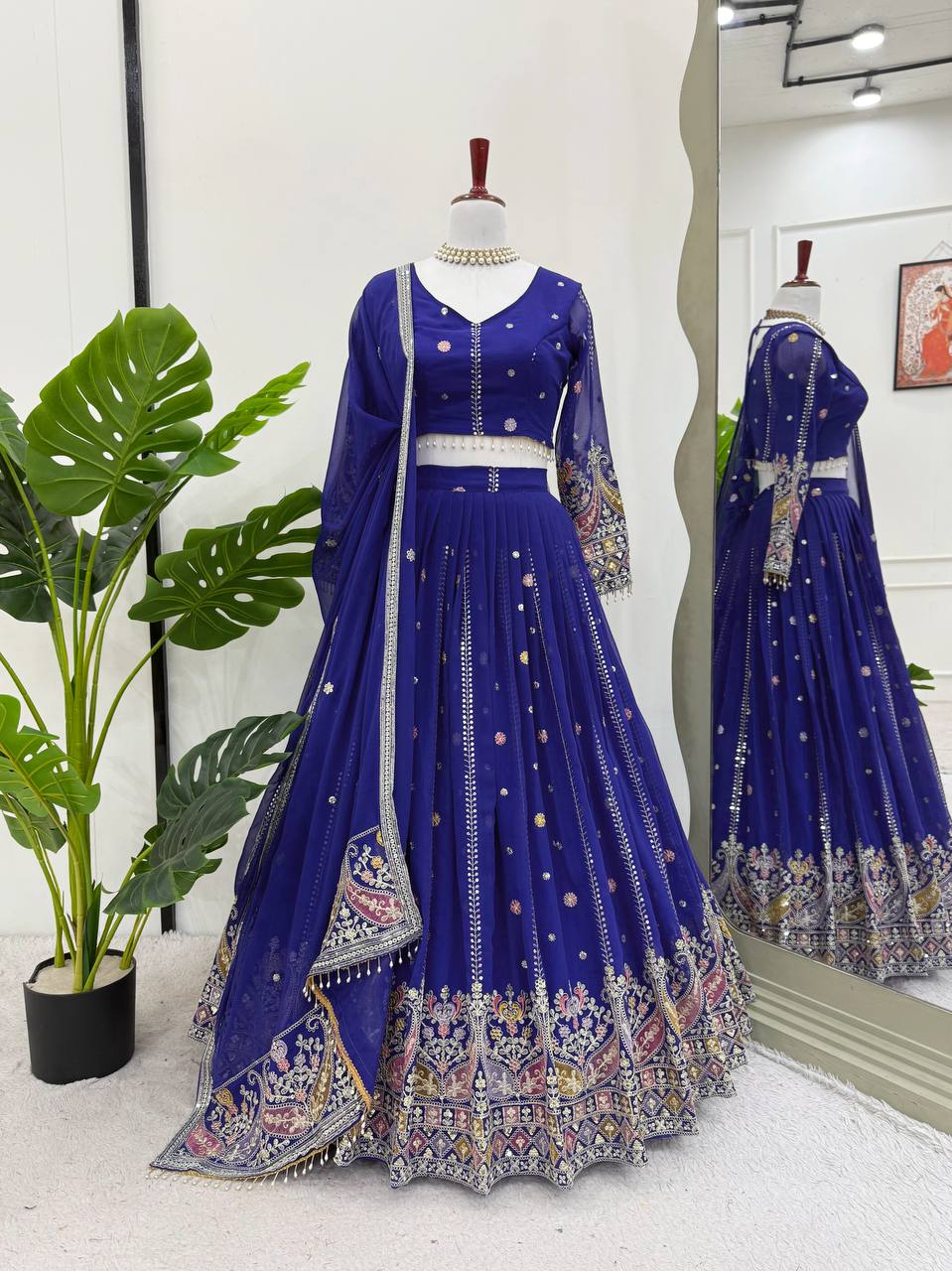 Purple Color Heavy Thread with Sequins Work  Designer Lehenga Choli