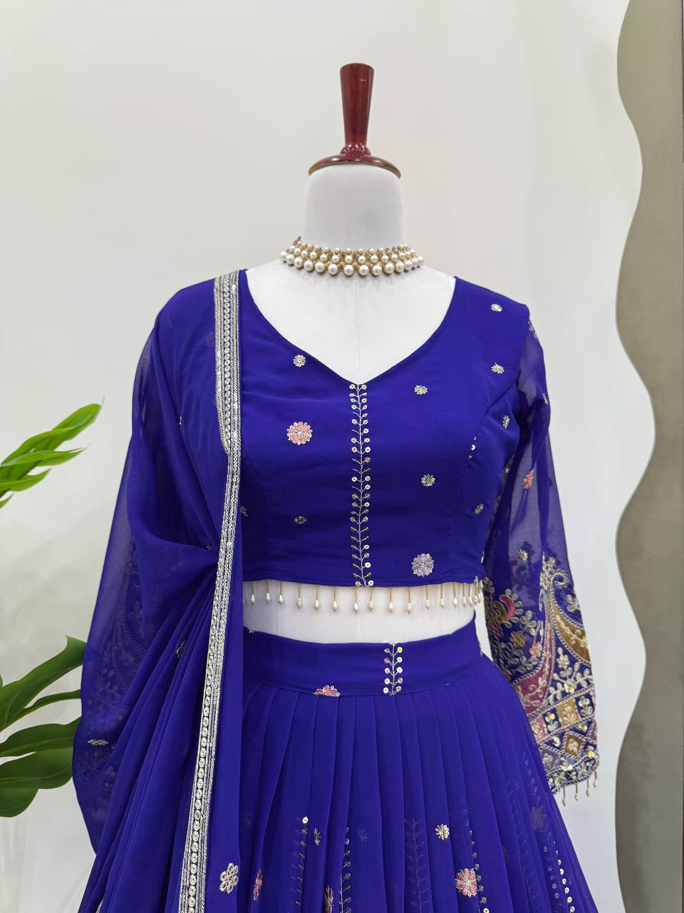 Purple Color Heavy Thread with Sequins Work  Designer Lehenga Choli