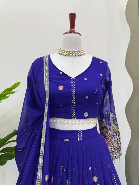 Purple Color Heavy Thread with Sequins Work  Designer Lehenga Choli