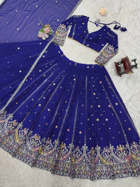 Purple Color Heavy Thread with Sequins Work  Designer Lehenga Choli