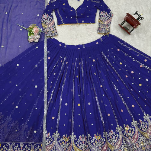 Purple Color Heavy Thread with Sequins Work  Designer Lehenga Choli