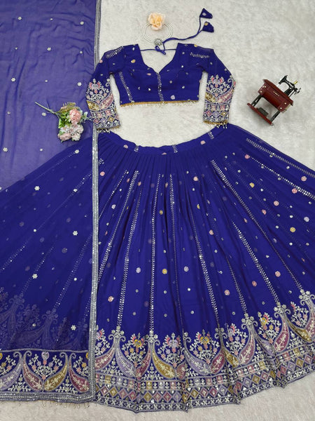 Purple Color Heavy Thread with Sequins Work  Designer Lehenga Choli