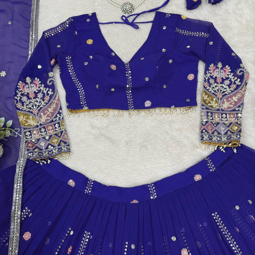Purple Color Heavy Thread with Sequins Work  Designer Lehenga Choli