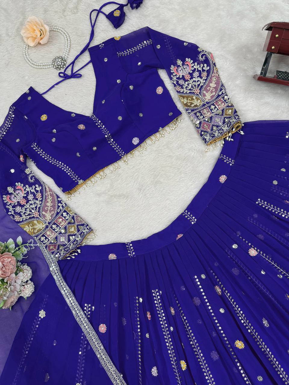 Purple Color Heavy Thread with Sequins Work  Designer Lehenga Choli