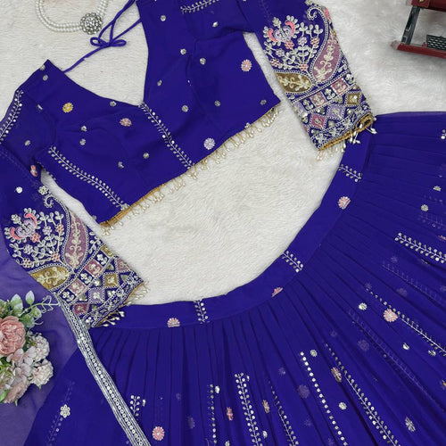 Purple Color Heavy Thread with Sequins Work  Designer Lehenga Choli