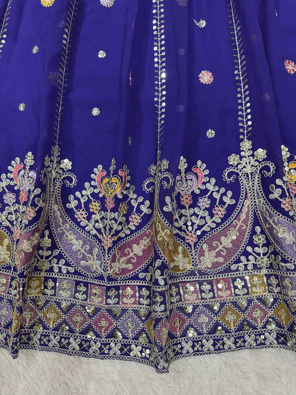Purple Color Heavy Thread with Sequins Work  Designer Lehenga Choli
