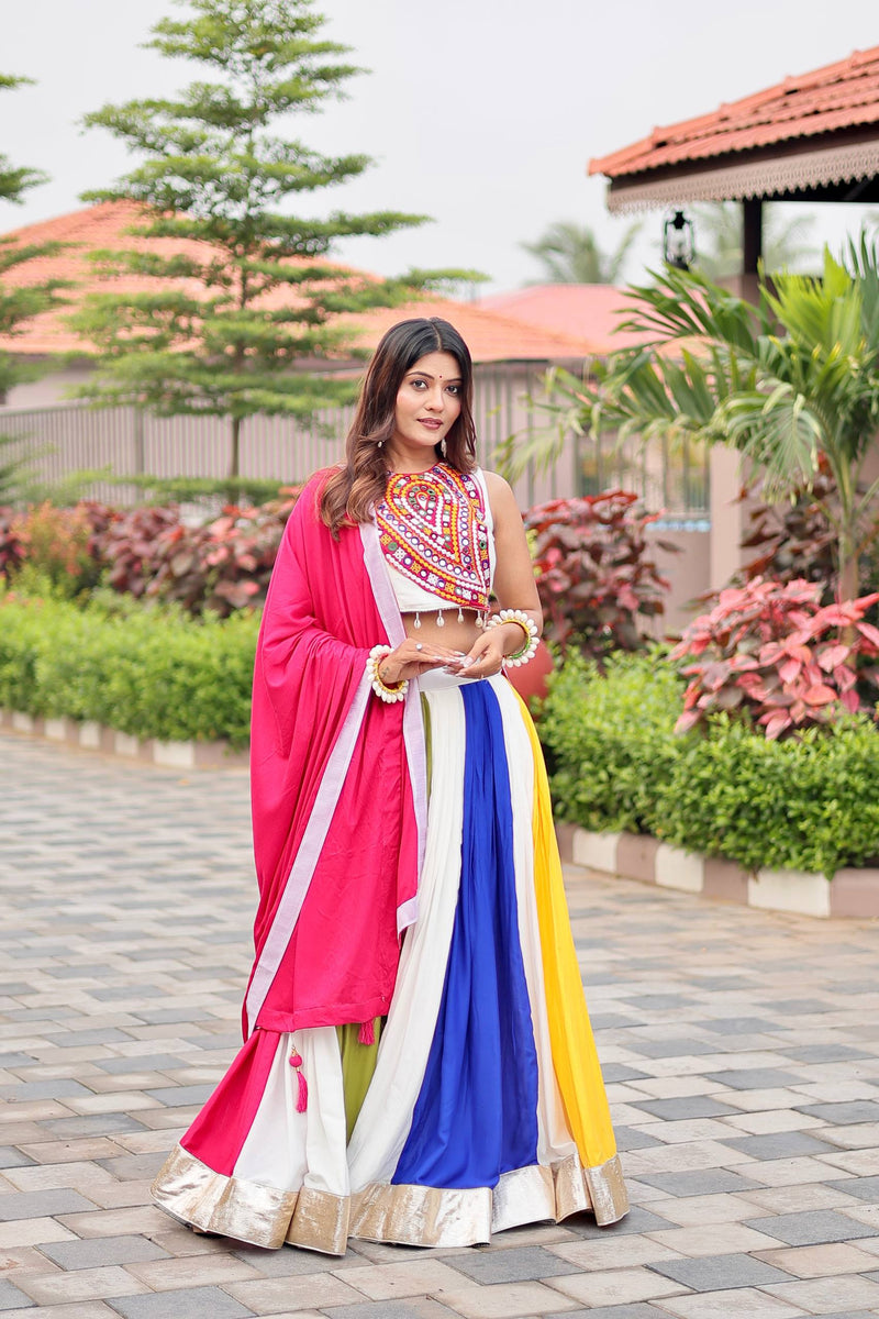 Multi Color Cotton Navratri Lehenga with Designer Blouse