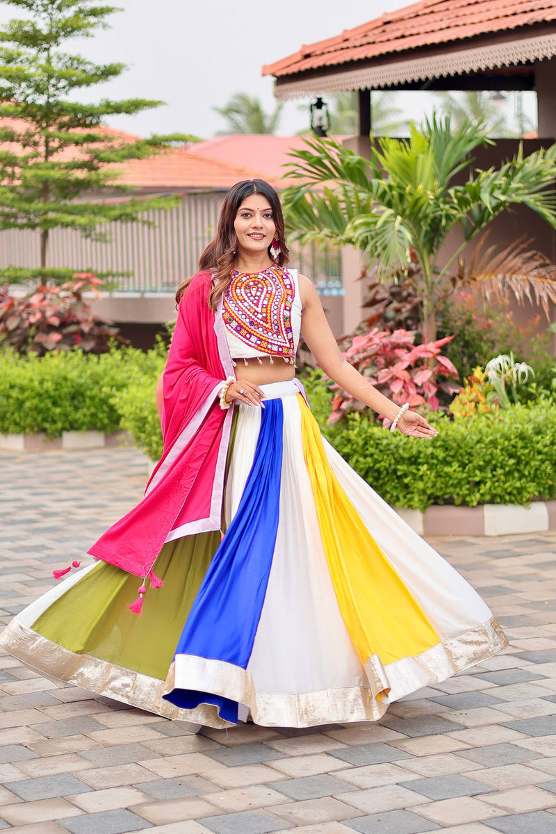 Multi Color Cotton Navratri Lehenga with Designer Blouse