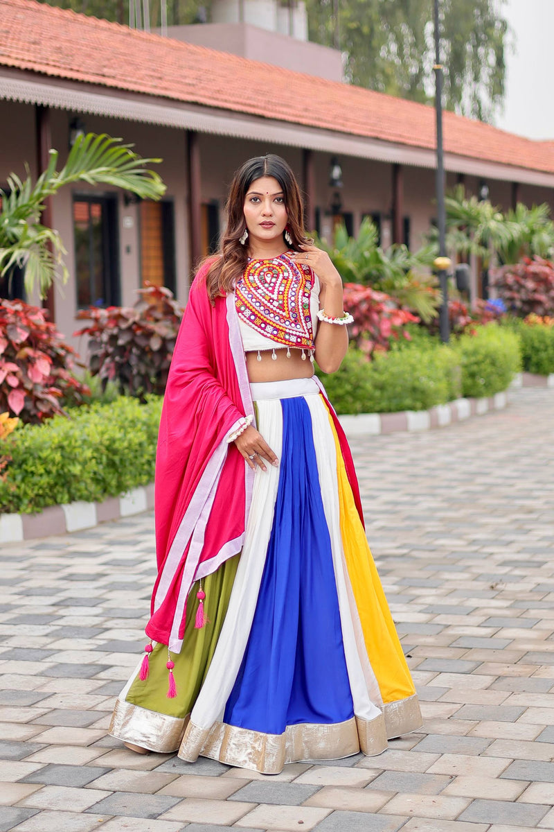 Multi Color Cotton Navratri Lehenga with Designer Blouse